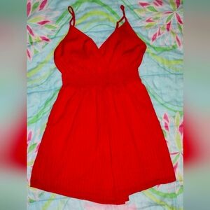 Red Romper Suit with Spaghetti Straps